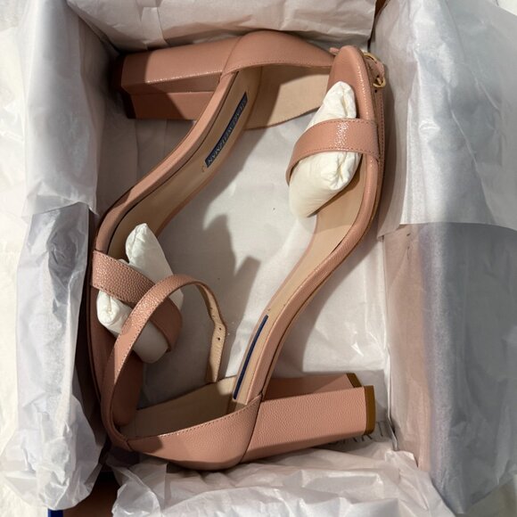 Stuart Weitzman NearlyNude Tan/Nude Leather Block-Heel Sandals - NWT Size 9 - Picture 2 of 6